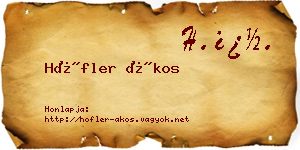 Höfler Ákos névjegykártya